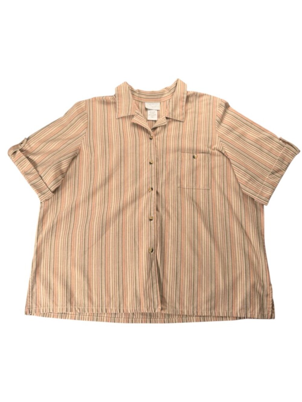 Blair Oversized Striped Button-Up Shirt Women's Plus Size 2XL
